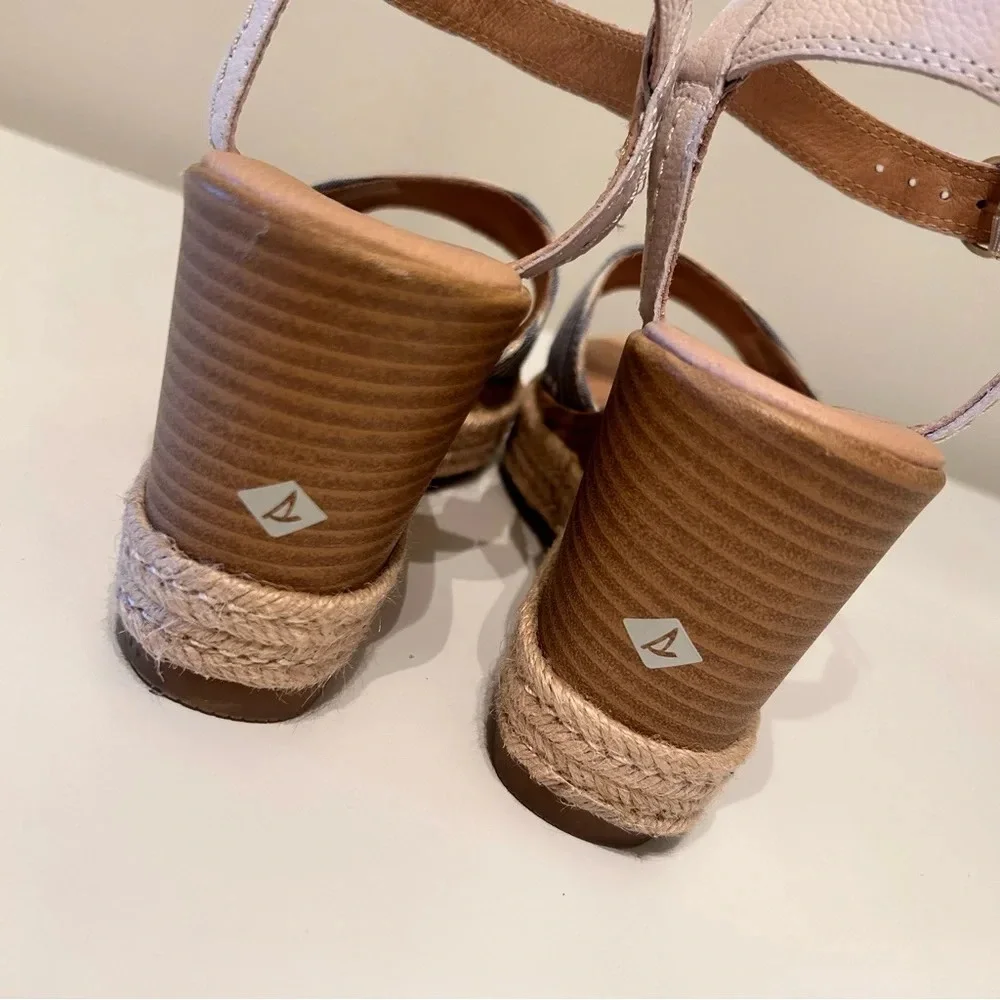Sperry Women's Fairwater Plushwave Wedge Sandals Women's, ivory/blue, Size 9.5